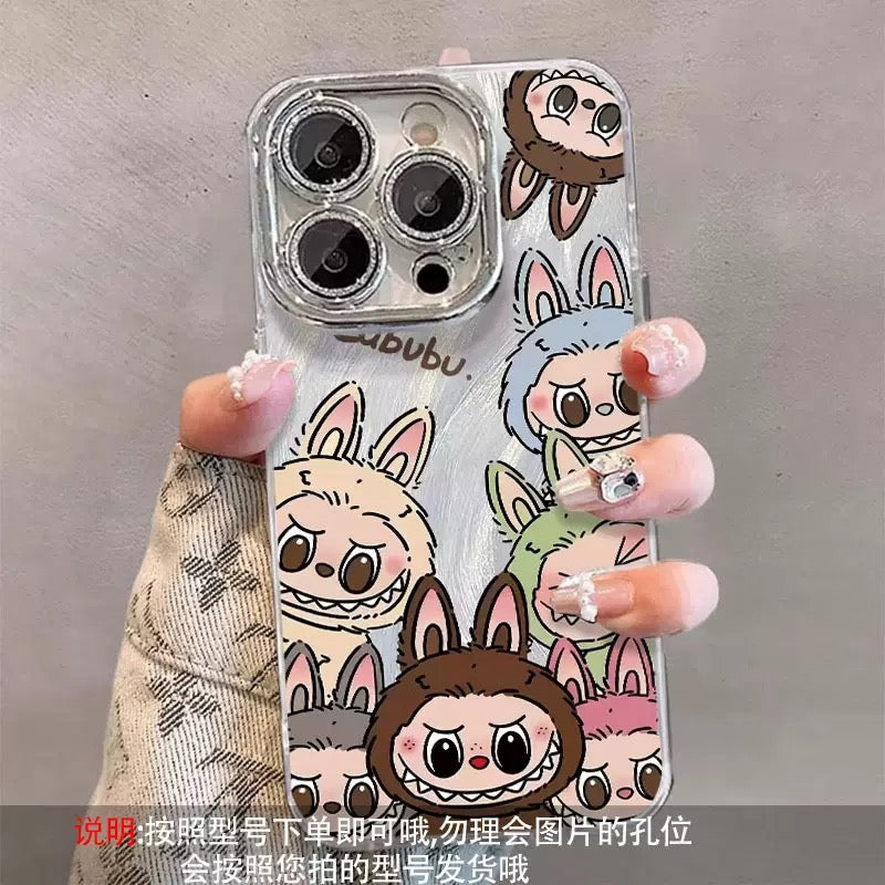 Labubu Bunny Head Collage Clear Phone Case – Slim Shockproof TPU